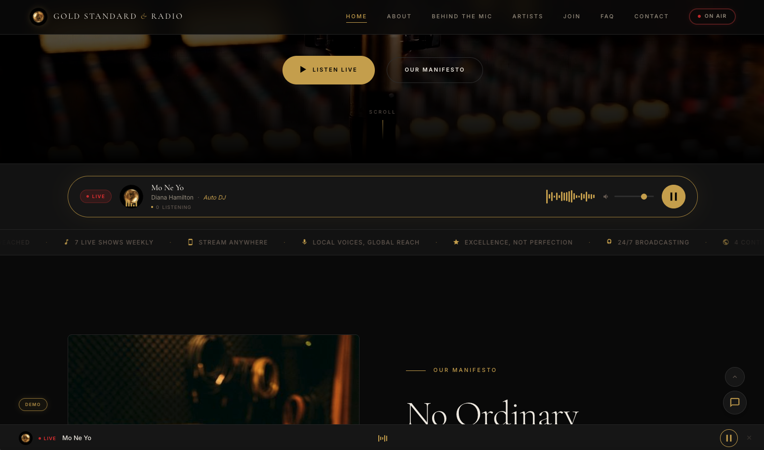 Gold Standard Radio — Live streaming player and manifesto