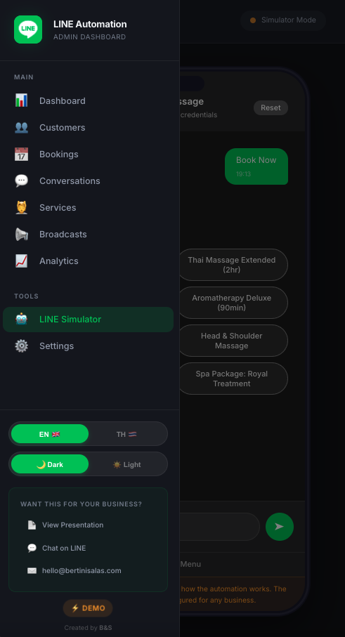 LINE Simulator — booking conversation